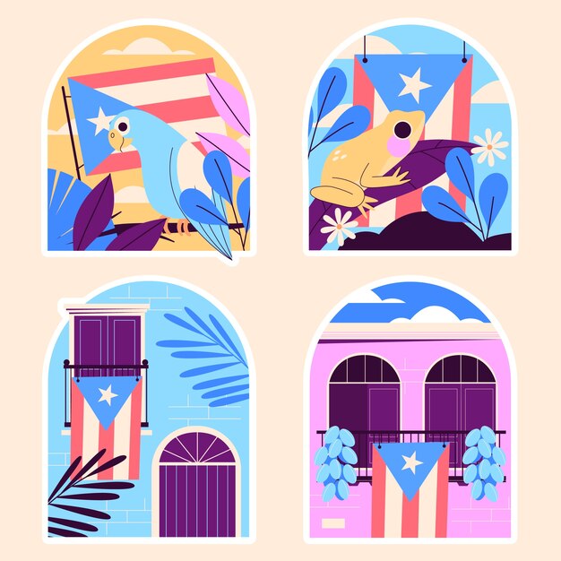 Puerto rico estilo ingenuo: pegatinas