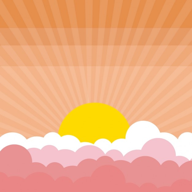Vector gratuito puesta de sol con nubes de color rosa