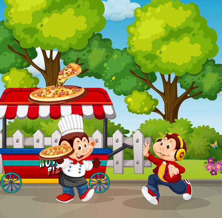 Vector gratuito puesto de comida en el parque