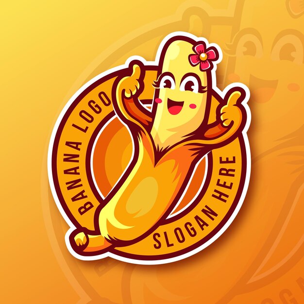 Pulgares arriba plantilla de logotipo de plátano