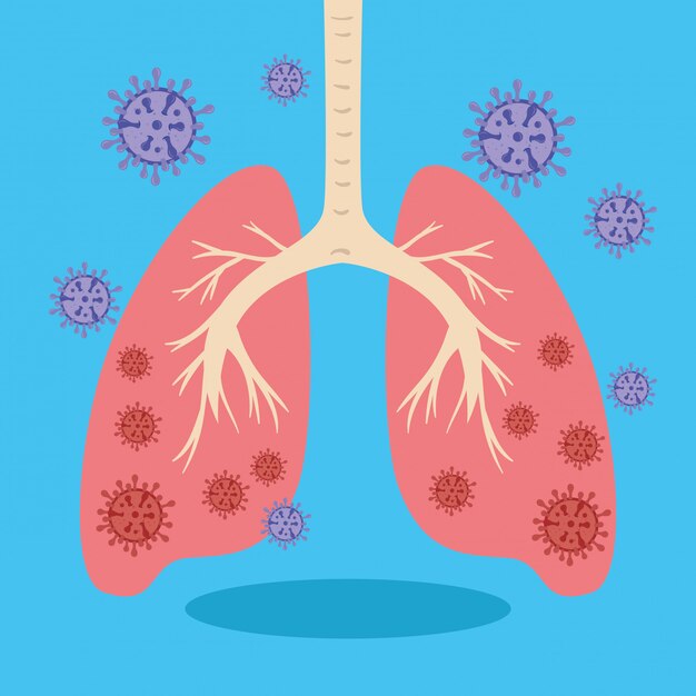 Pulmones con coronavirus 2019 ilustración ncov