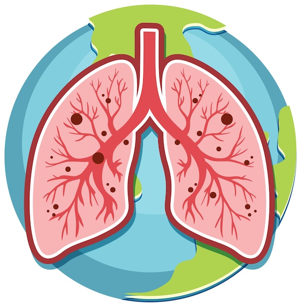 Vector gratuito pulmones humanos en el globo terrestre