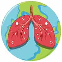 Vector gratuito pulmones humanos en el globo terrestre