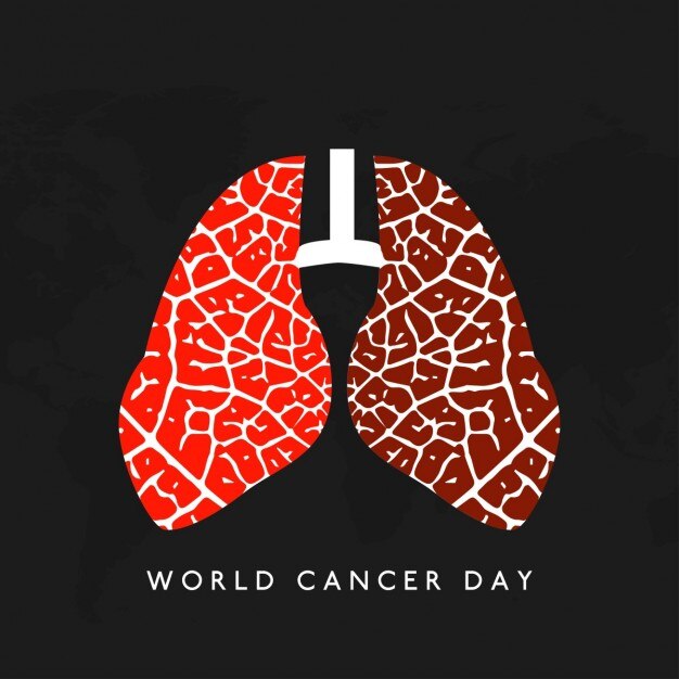 Pulmones sobre un fondo negro, día mundial del cancer