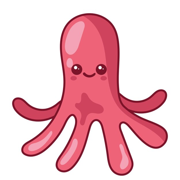 pulpo, vida marina, carácter kawaii