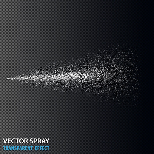 Pulverización de agua transparente polvo cosmético y puntos efecto de pulverización de niebla blanca aislado en el fondo vector