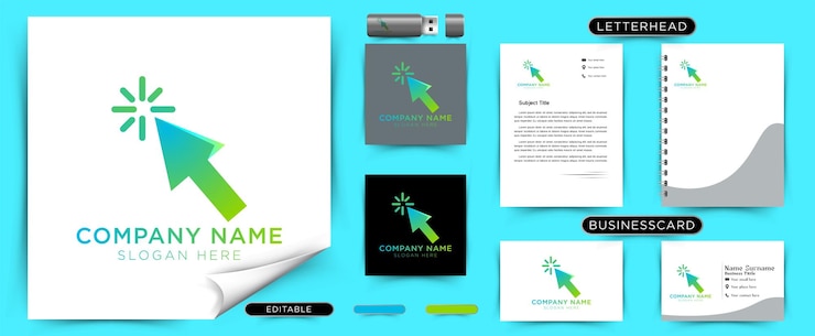 Vector gratuito puntero, haga clic en el cursor, logotipo de la tienda en línea, ideas, inspiración, logotipo, diseño, plantilla, vector, ilustración, aislado, blanco, plano de fondo