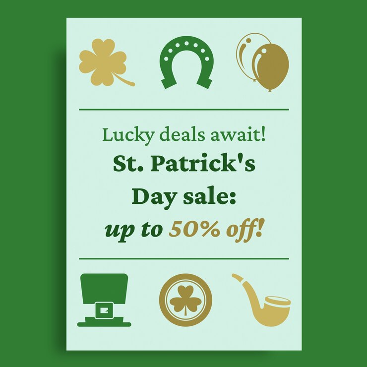 Vector gratuito punto plano simple. signo de ofertas afortunadas del día de patrick