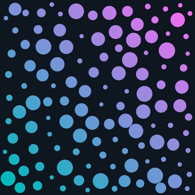 Puntos azules y púrpuras sobre un fondo negro