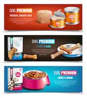 Vector gratuito puppy chow banners horizontales