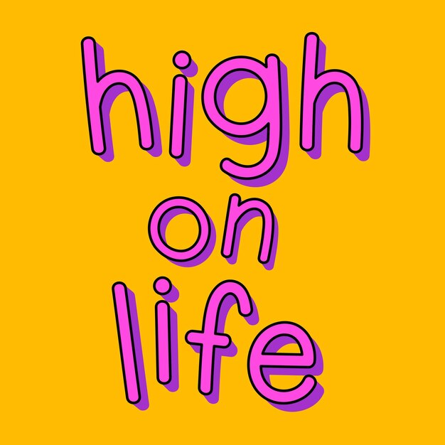 Púrpura alto en tipografía de vida en un vector de fondo amarillo