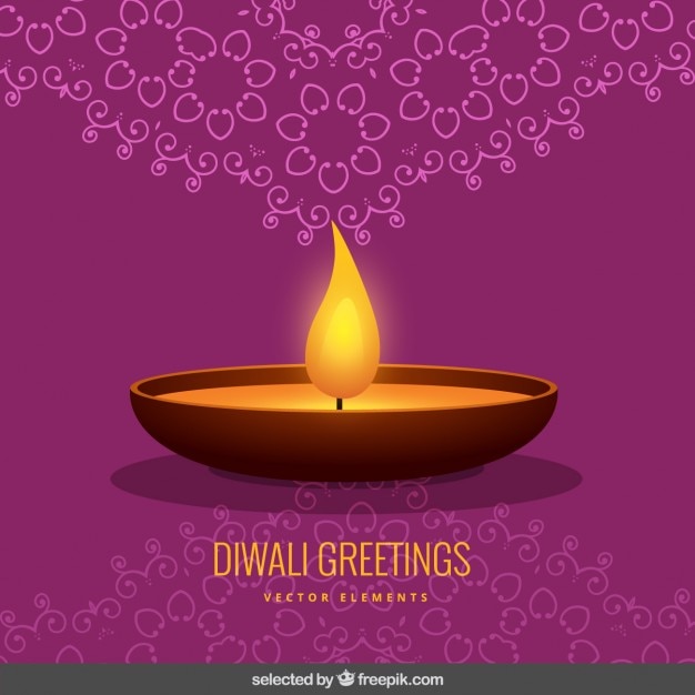 Vector gratuito púrpura felicitación de diwali ornamentales