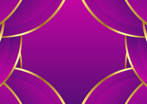 Vector gratuito púrpura con fondo de plantilla de lujo dorado
