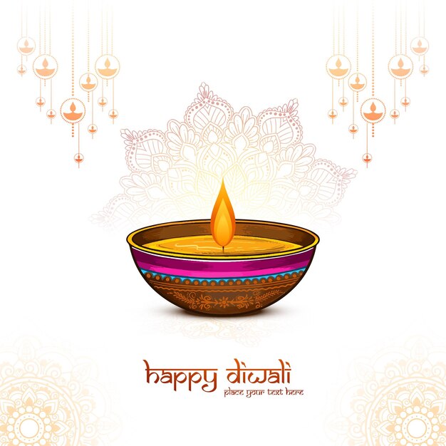 Qué hermoso fondo de la tarjeta de felicidades de Diwali.