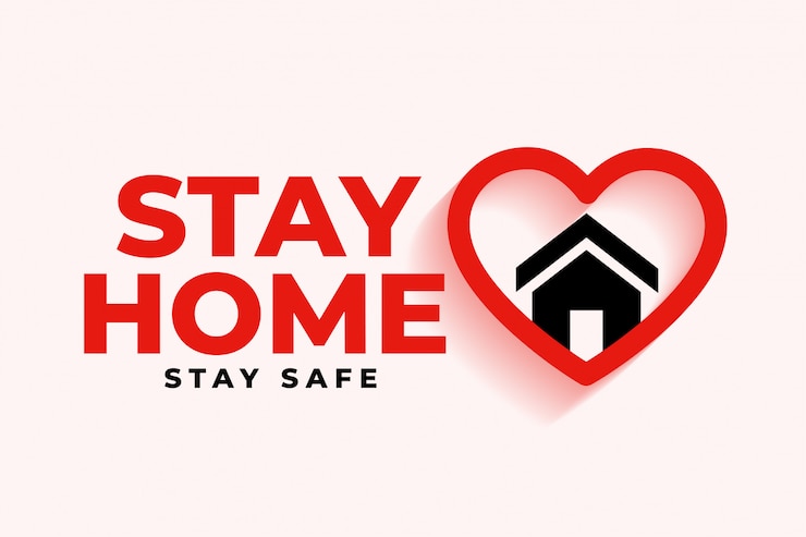 Vector gratuito quédese en casa de fondo con el símbolo del corazón y la casa