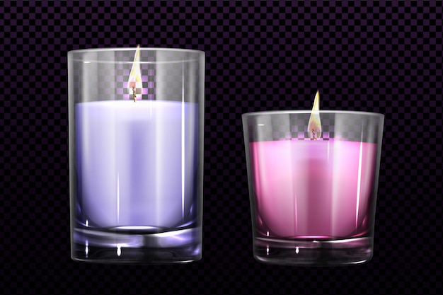 Vector gratuito quema de velas en frascos de vidrio conjunto aislado clipart