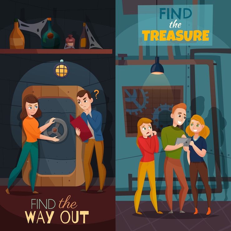 Vector gratuito quest game reality cartoon banners