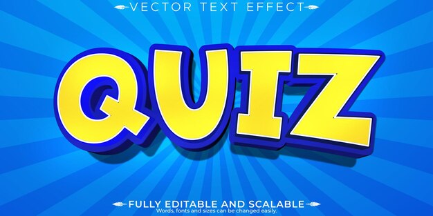Quiz efecto de texto editable dibujos animados editable y estilo de texto divertido