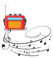 Vector gratuito radio con símbolos de melodía musical aislado