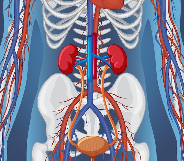 Radiografía del cuerpo humano con órganos internos