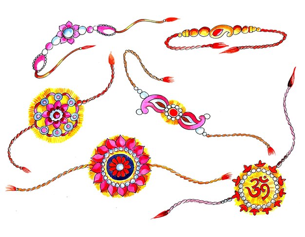 Rakhi decorado para el diseño de raksha bandhan del festival indio