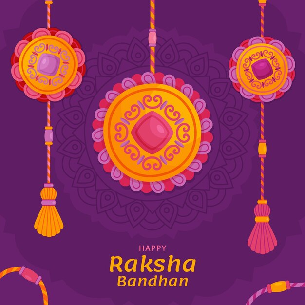 Raksha bandhan dibujado a mano ilustración plana