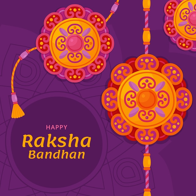 Raksha bandhan dibujado a mano ilustración plana