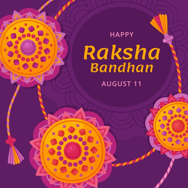 Raksha bandhan dibujado a mano ilustración plana