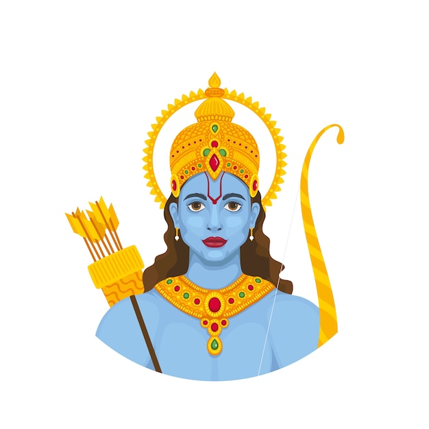 Vector gratuito ram navami banner con dios hindú