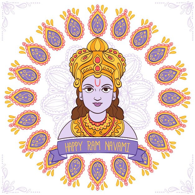Ram navami celebración dibujado a mano