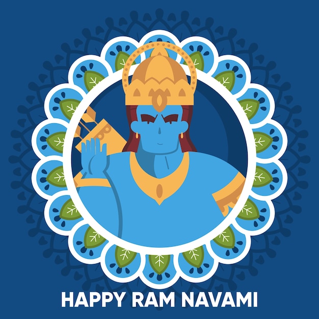 Vector gratuito ram navami en diseño plano