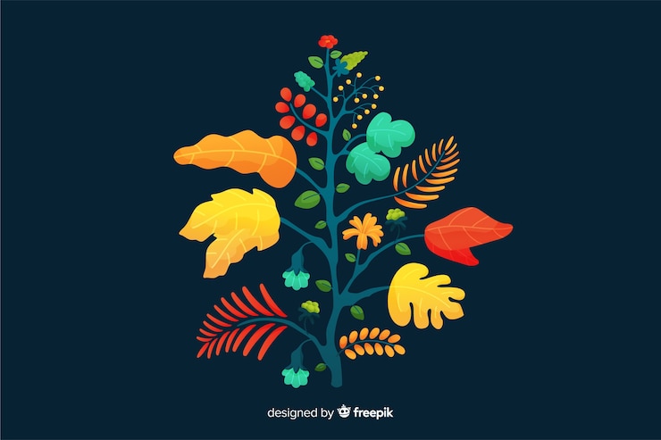 Vector gratuito rama floral colorida de diseño plano