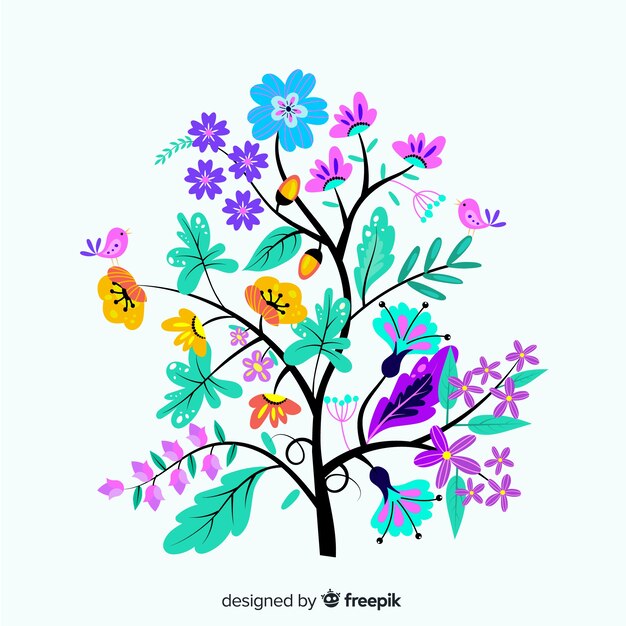 Rama floral diseño plano
