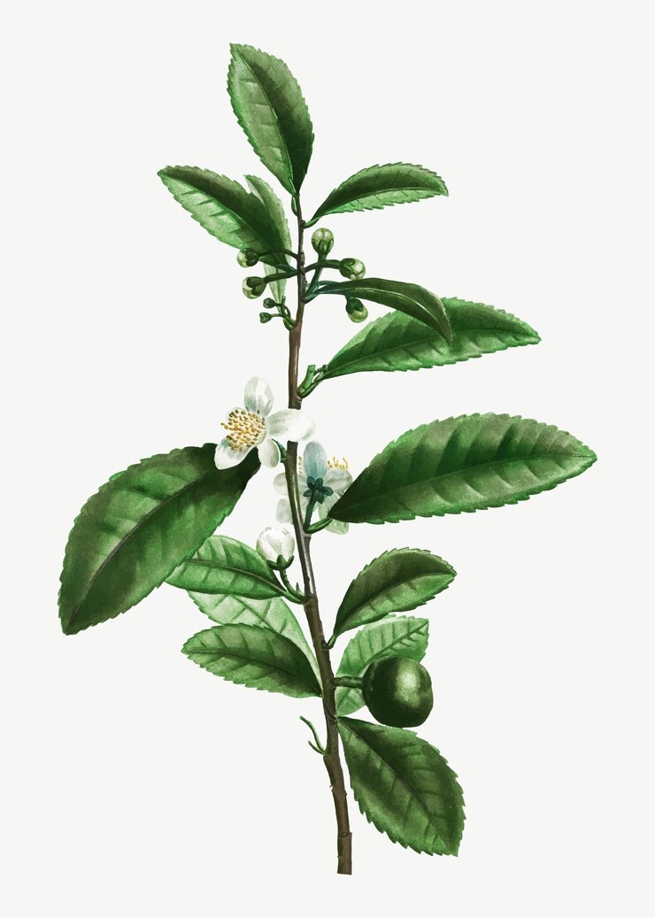 Vector gratuito rama de la planta del té