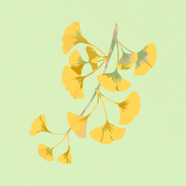 Vector gratuito rama vectorizada del elemento de diseño de ginkgo amarillo