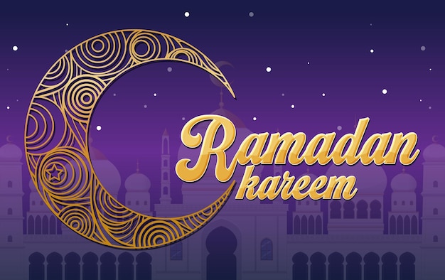 Vector gratuito ramadán kareem banner con luna