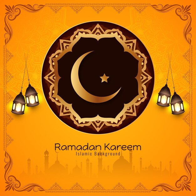 Ramadán Kareem Festival islámico de la luna creciente de fondo