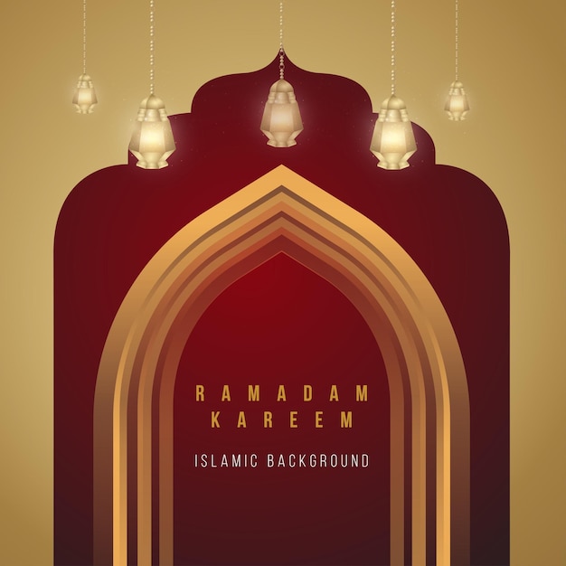 Ramadán Kareem Fondo beige granate Banner de redes sociales islámicas