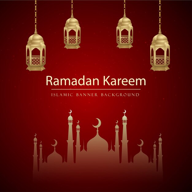 Ramadán Kareem Fondo granate Banner de redes sociales islámicas