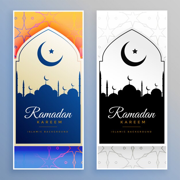 Ramadán kareem hermoso conjunto de banners