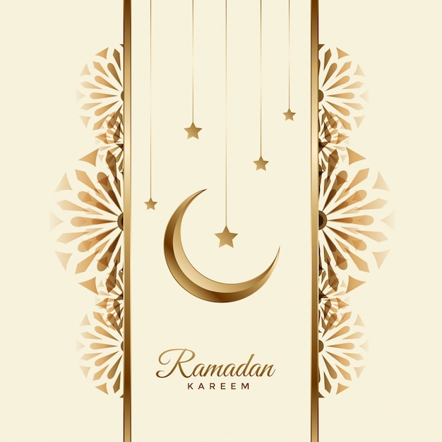 Ramadán kareem hermoso fondo con luna y estrella