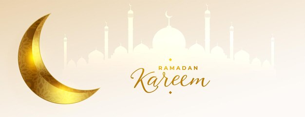 Ramadán kareem islámico dorado 3d luna bendiciones diseño de banner