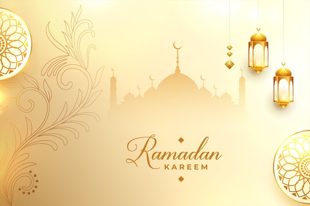 Ramadán kareem islámico y eid mubarak desea diseño de tarjeta