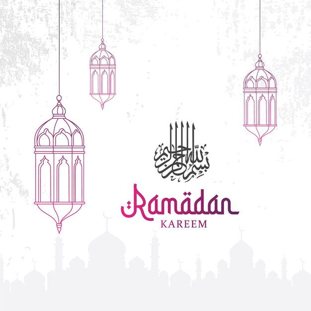 Ramadan Kareem Islámico con la ilustración 3D de la linterna árabe