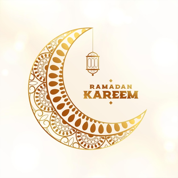 Ramadán kareem luna decorativa fondo dorado