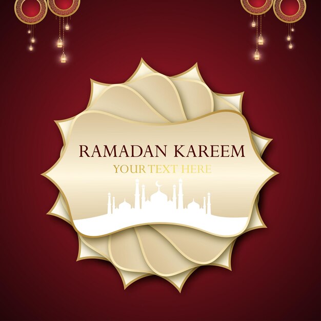 Ramadan Kareem Maroon Beige Background Islámico Social Media Banner Vector libre