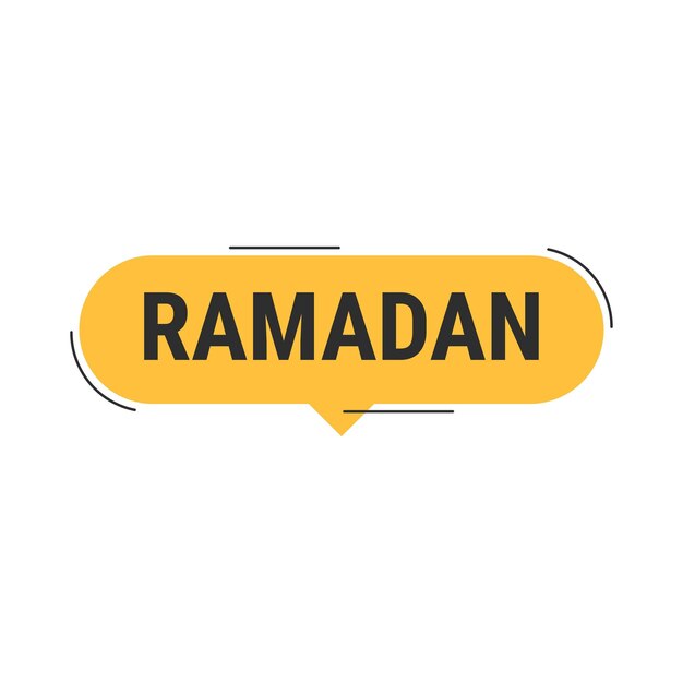 Ramadan Kareem Orange Vector Callout Banner con luna y tipografía árabe
