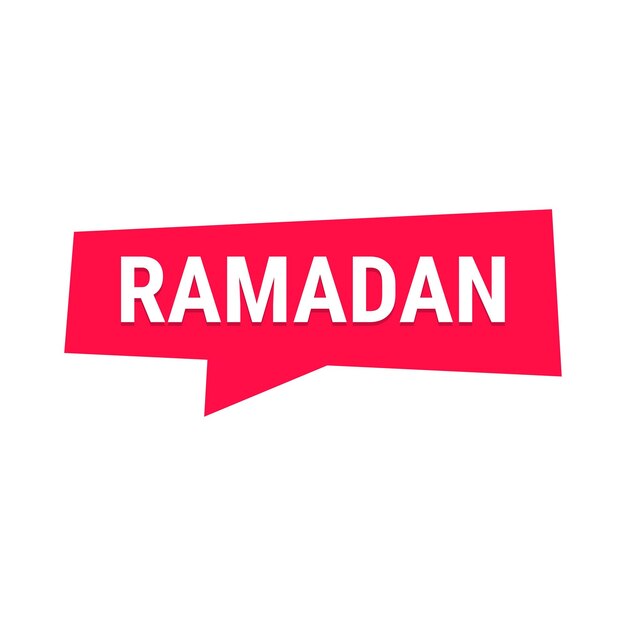 Ramadan Kareem Red Vector Callout Banner con luna y tipografía árabe