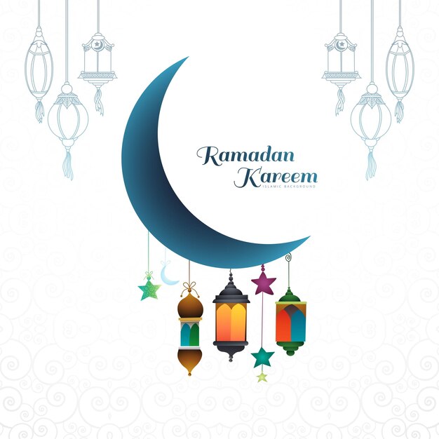 Ramadán kareem tarjeta de felicitación para el fondo de vacaciones musulmanas