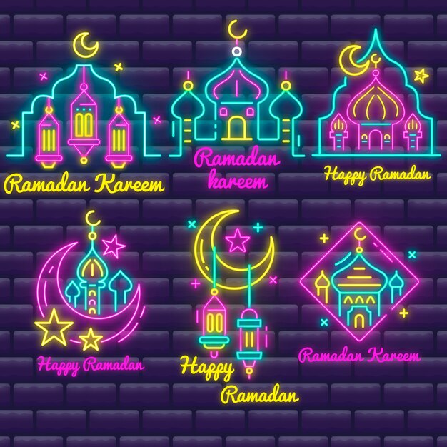 Ramadán letras letrero de neón